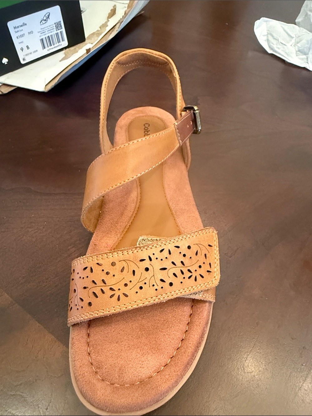 Cobb Hill by New Balance Women’s Tan Laser-Cut Leather Slingback Sandal